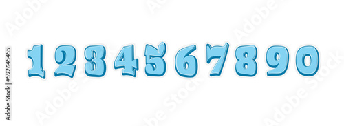 Graffiti Style Numbers Blue Vector Set