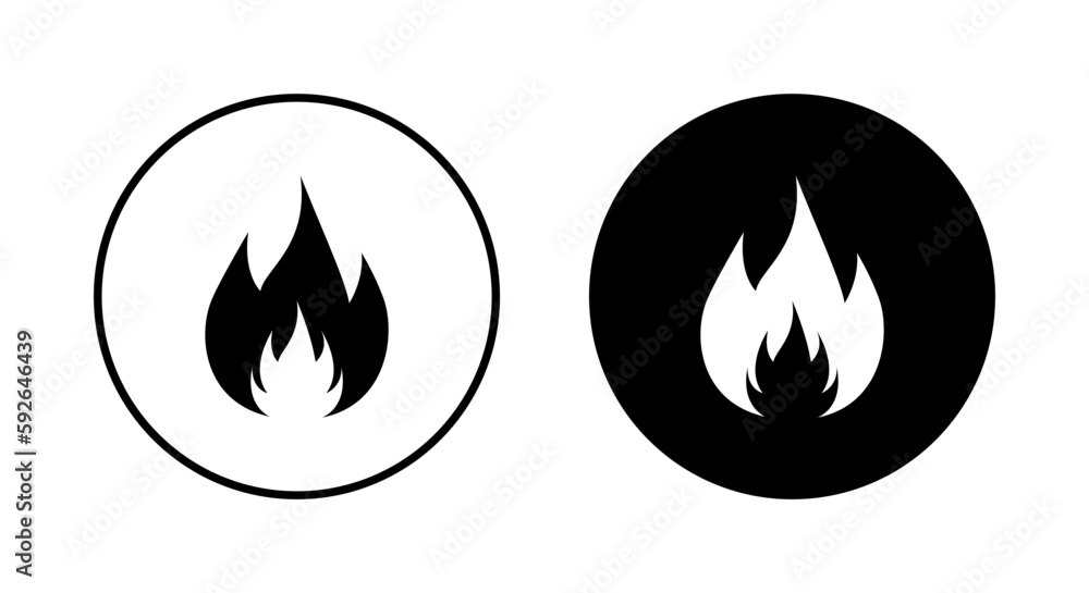 Fire, power icon vector isolated on circle background Fire, power icon vector isolated on circle background