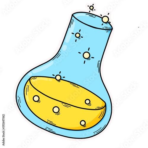 Doodle science sticker on transparency background