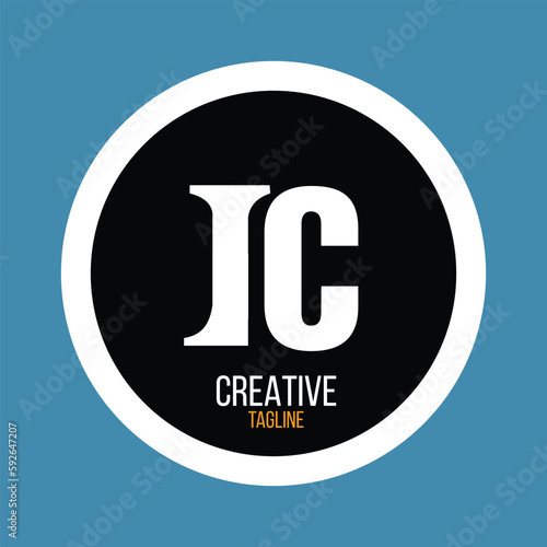 Initial Letter IC Rounded Lowercase Design Logo, Initial letter ic modern linked circle round lowercase logo blue gray