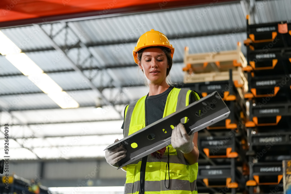 Multiethnic industrial workers checking their logistic lists while working with transportation of goods in warehouse Multiethnic industrial workers checking their logistic lists while working with transportation of goods in warehouse
