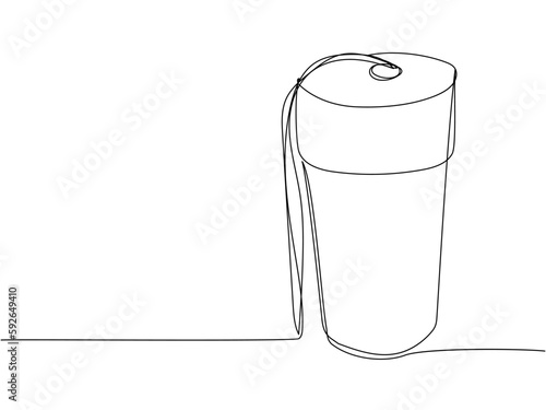 Drum, Buhai one line art. Continuous line drawing of Ukrainian folk percussion instrument, drum, drumstick, kit, stick, music, performer, song, vintage, rock, band, percussion, sound, bass, musician.