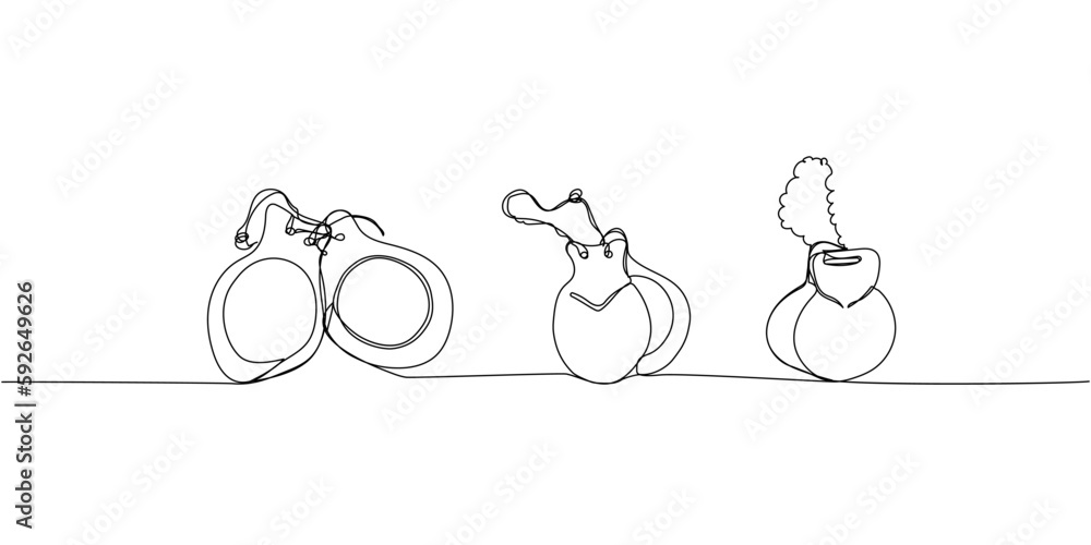 set one line art. Continuous line drawing of folk, equipment, vintage, click, classic