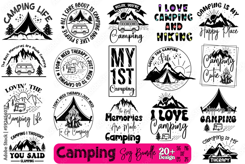 Fototapeta premium Camping Svg Design Bundle