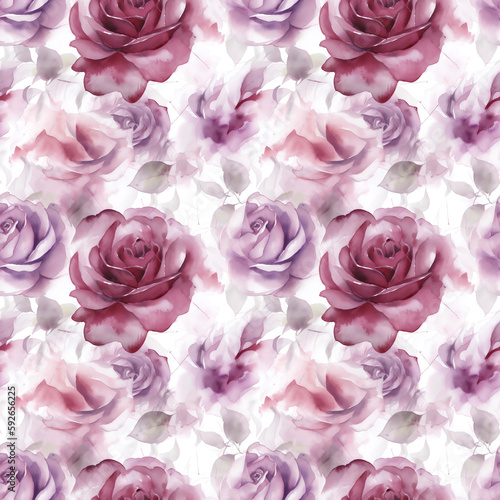 Mauve Roses- Seamless Floral Print - Seamless Watercolor Pattern Flowers - perfect for wrappers  wallpapers  postcards  greeting cards  wedding invitations  romantic events.