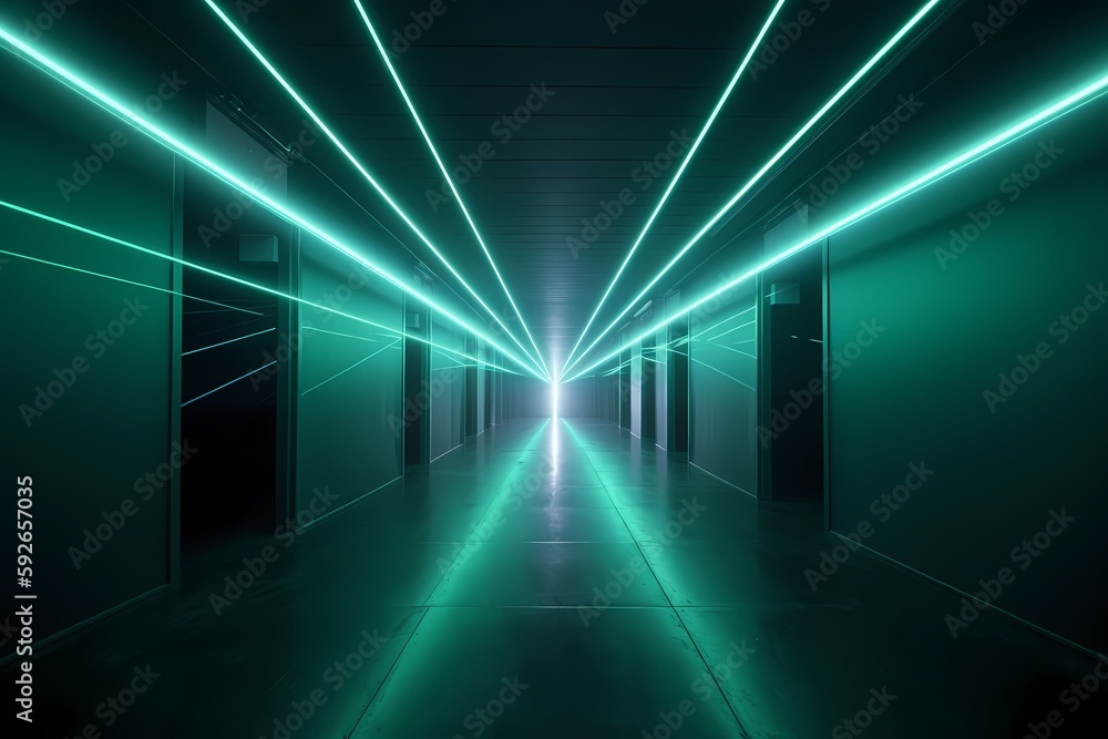 Light Neon Beam Laser Metallic Futuristic Metal Room Garage Future Generative AI