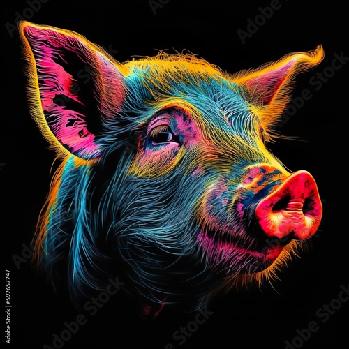 neon art pig
