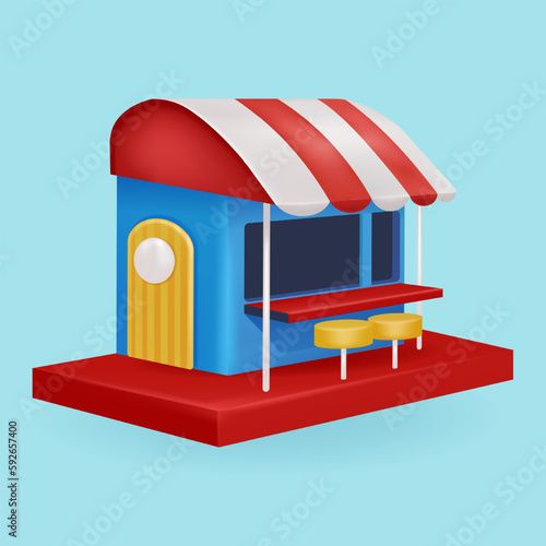 Food shop, 3d vector suitable for design asset and business