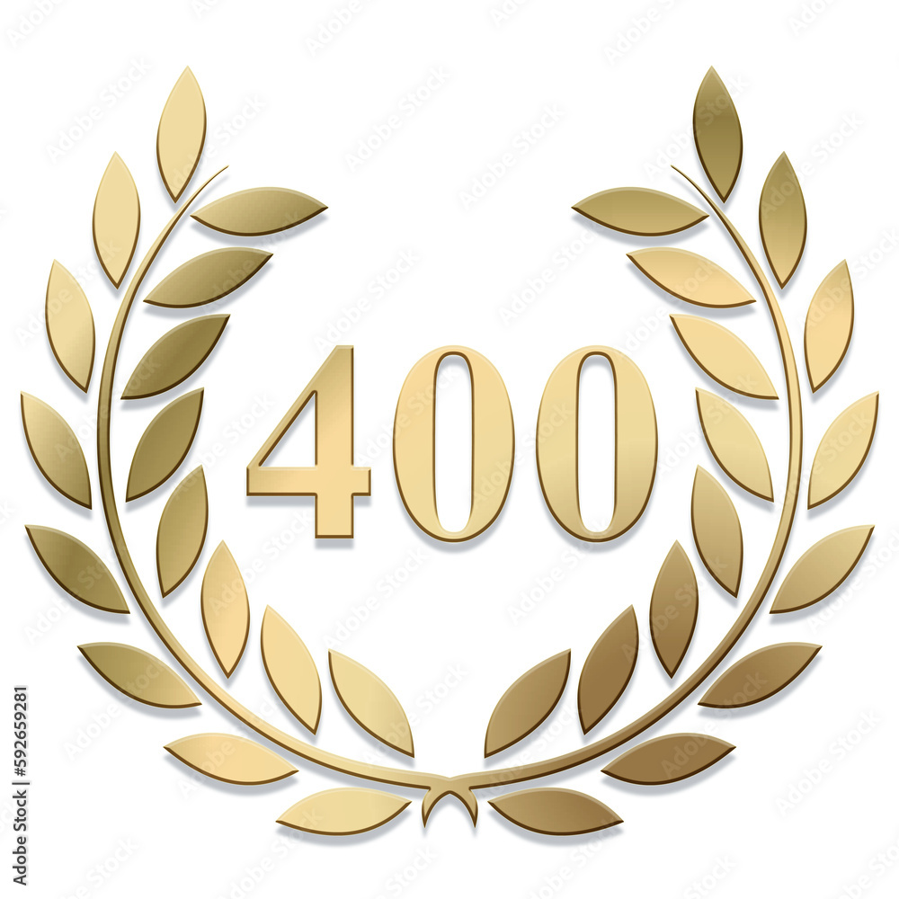 3D Gold PNG laurel wreath number 400 3D Gold PNG laurel wreath number 400