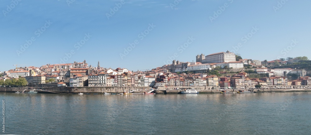 Panoramic view of the beautiful cityscape of Porto in Portugal