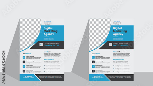 Corporate Business Flyer Template. Creative a4 vector design for advance marketing agency. Brochure cover or promotional poster, leaflet layout.