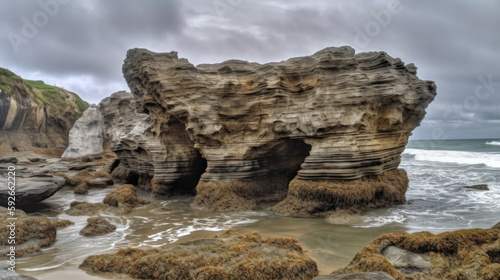 Stunning landscape of the coastal rock formation, Generative AI