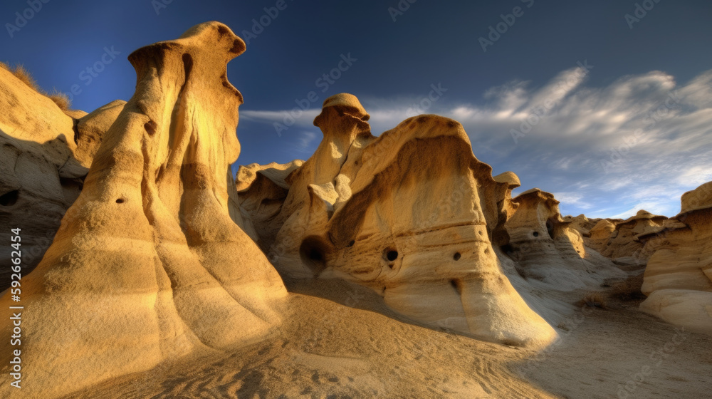 Stunning landscape of the eroded rock formations, Generative AI