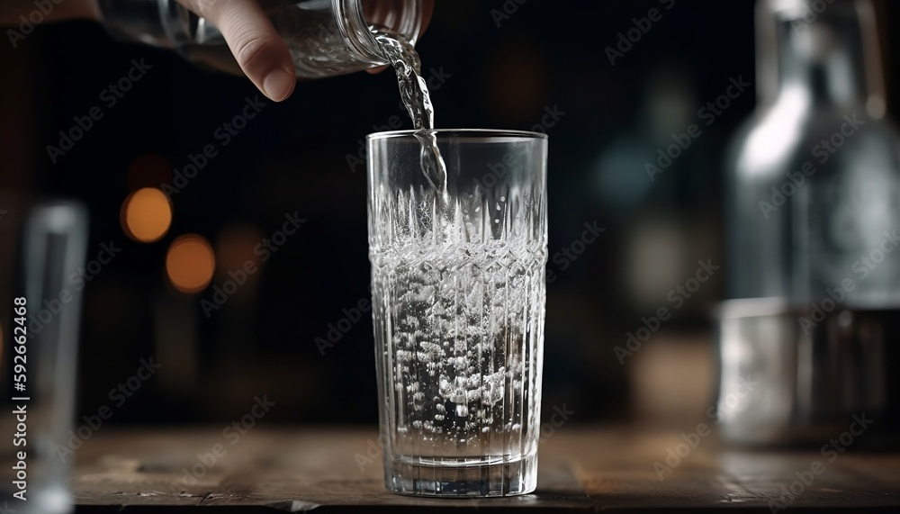 Pouring Water From A Bottle Into A Glass, Generative AI Pouring Water From A Bottle Into A Glass, Generative AI