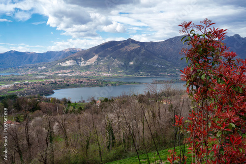 Fototapeta Naklejka Na Ścianę i Meble -  View of Annone lake from Colle Brianza