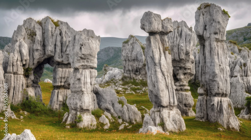 Stunning landscape of the limestone formations, Generative AI