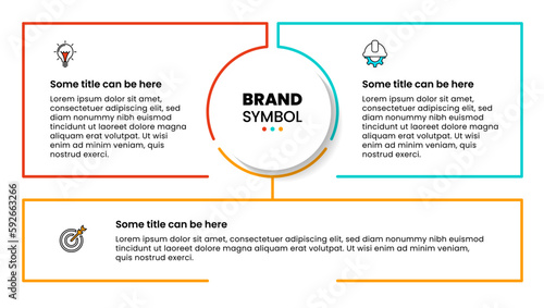 Infographic template. 3 frames with icons and text