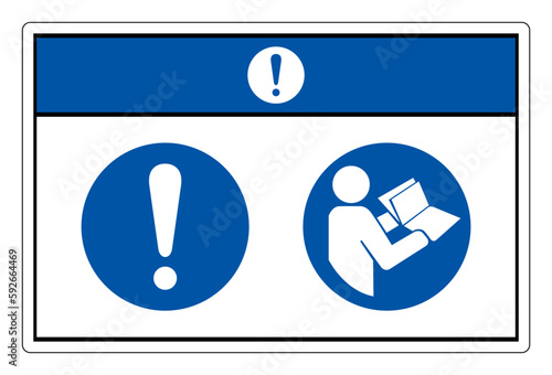 Notice Refer Instruction Manual Booklet Symbol Sign,Vector Illustration, Isolated On White Background Label. EPS10