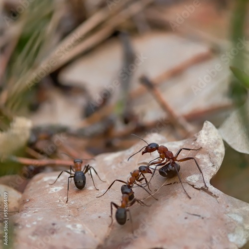 Ants in the forest in spring time. © Adam