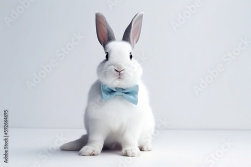 white rabbit on white background