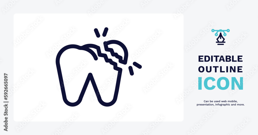 broken tooth icon. Thin line broken tooth icon from dental health ...