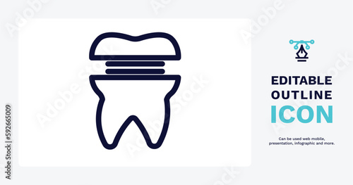 molar crown icon. Thin line molar crown icon from dental health collection. Editable molar crown symbol can be used web and mobile