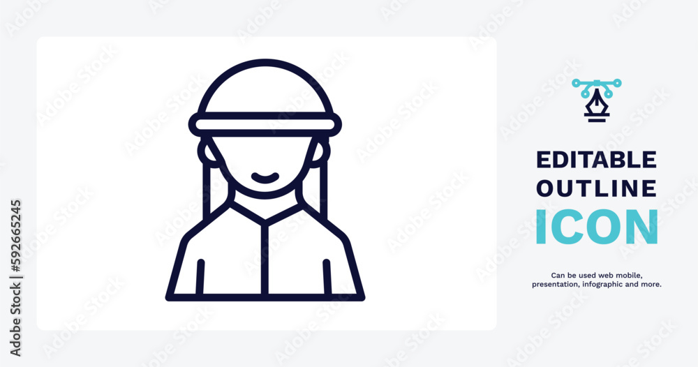 bedouin icon. Thin line bedouin icon from people and relation collection. Outline vector. Editable bedouin symbol can be used web and mobile bedouin icon. Thin line bedouin icon from people and relation collection. Outline vector. Editable bedouin symbol can be used web and mobile