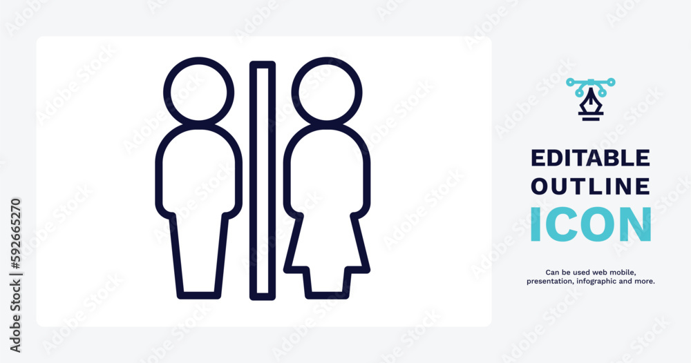 restroom sign icon. Thin line restroom sign icon from people and relation collection. Outline vector. Editable restroom sign symbol can be used web and mobile restroom sign icon. Thin line restroom sign icon from people and relation collection. Outline vector. Editable restroom sign symbol can be used web and mobile