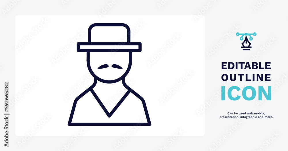 spanish man icon. Thin line spanish man icon from people and relation collection. Outline vector. Editable spanish man symbol can be used web and mobile spanish man icon. Thin line spanish man icon from people and relation collection. Outline vector. Editable spanish man symbol can be used web and mobile