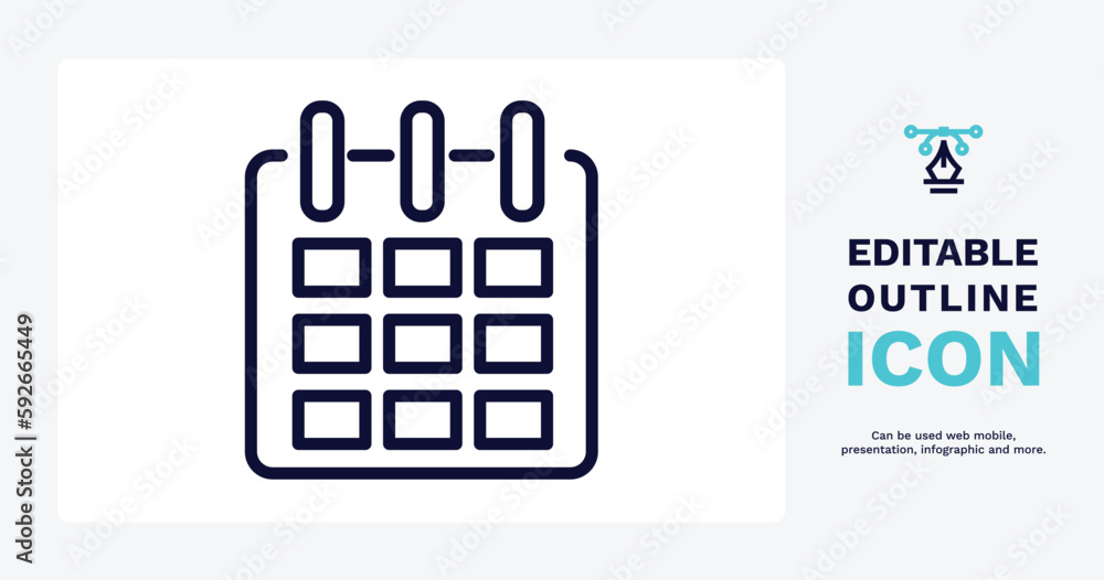 calendar page icon. Thin line calendar page icon from tools and utensils collection. Outline vector. Editable calendar page symbol can be used web and mobile calendar page icon. Thin line calendar page icon from tools and utensils collection. Outline vector. Editable calendar page symbol can be used web and mobile