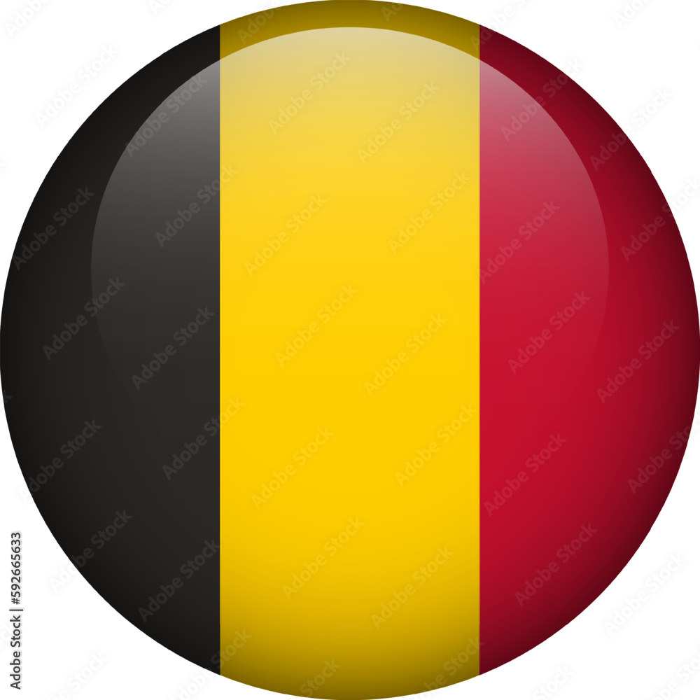 Fototapeta premium Belgium flag button. Emblem of Belgium. Vector flag, symbol. Colors and proportion correctly.