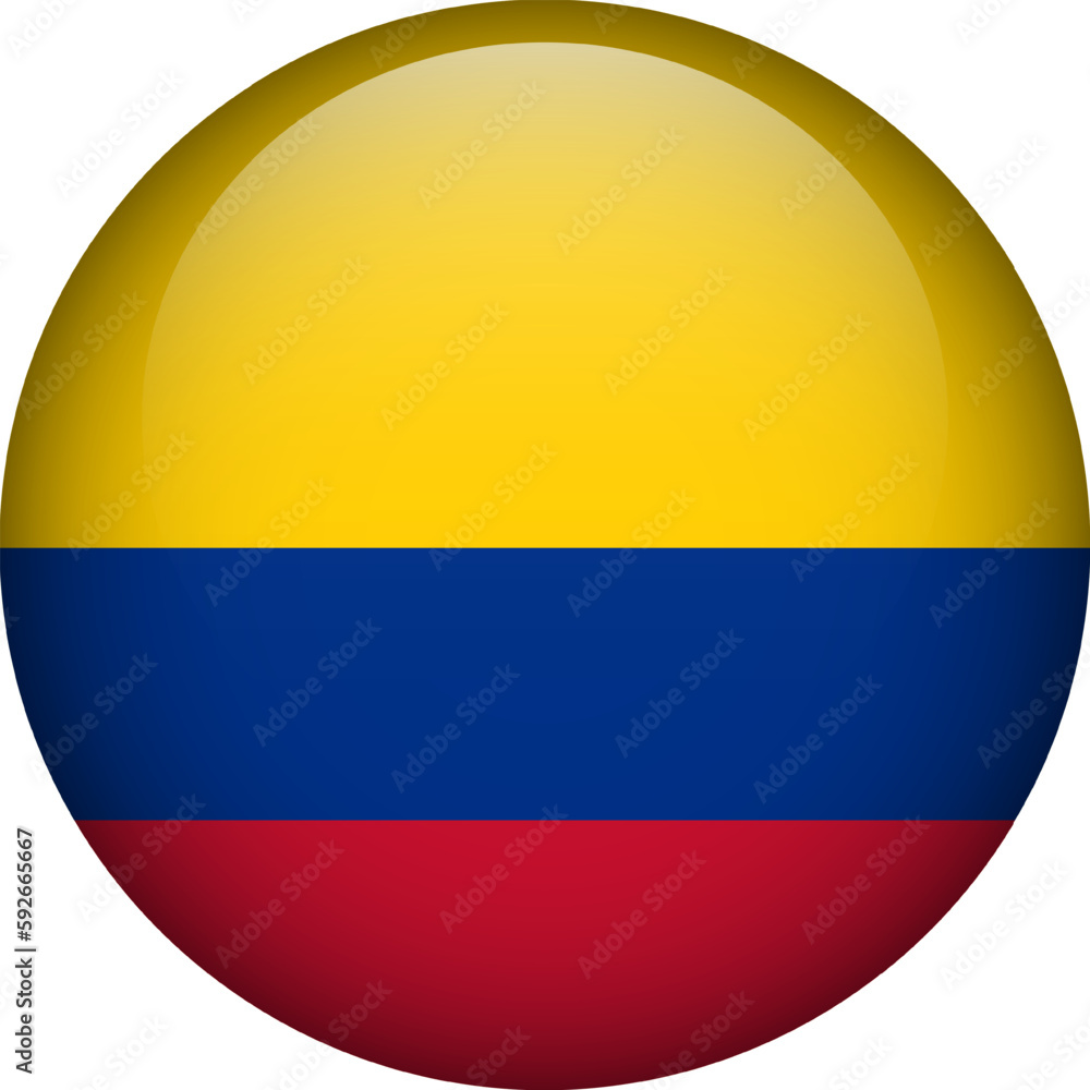 Colombia flag button. Emblem of Colombia. Vector flag, symbol. Colors and proportion correctly.