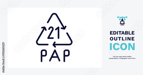 21 pap icon. Thin line 21 pap icon from user interface collection. Outline vector. Editable 21 pap symbol can be used web and mobile