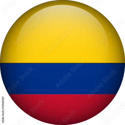 Colombia flag button. Emblem of Colombia. Vector flag, symbol. Colors and proportion correctly.