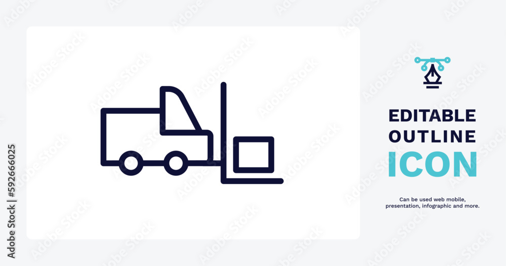 forklift icon. Thin line forklift icon from delivery and logistics collection. Outline vector isolated on white background. Editable forklift symbol can be used web and mobile forklift icon. Thin line forklift icon from delivery and logistics collection. Outline vector isolated on white background. Editable forklift symbol can be used web and mobile