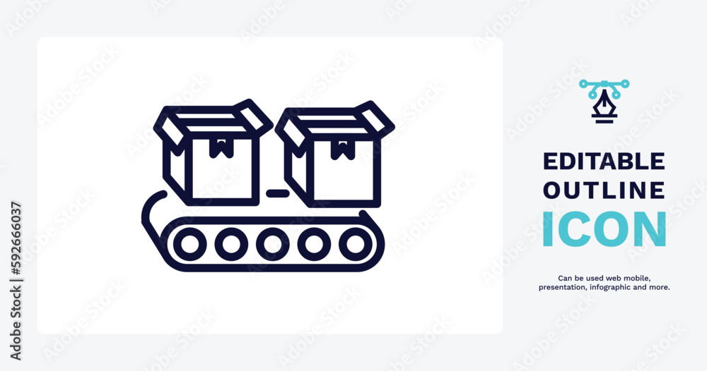 conveyor icon. Thin line conveyor icon from delivery and logistics collection. Outline vector isolated on white background. Editable conveyor symbol can be used web and mobile