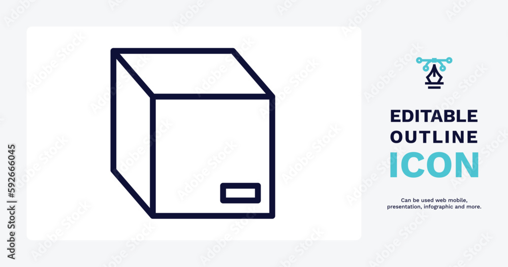 box icon. Thin line box icon from delivery and logistics collection. Outline vector isolated on white background. Editable box symbol can be used web and mobile