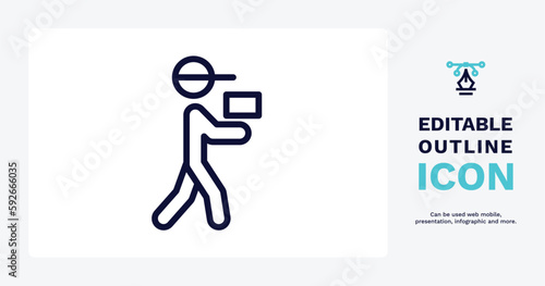 courier icon. Thin line courier icon from delivery and logistics collection. Outline vector isolated on white background. Editable courier symbol can be used web and mobile