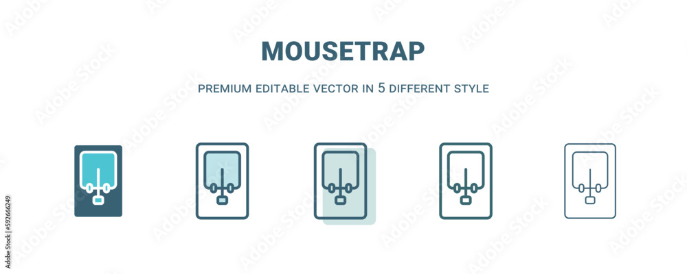 mousetrap icon in 5 different style. Outline, filled, two color, thin mousetrap icon isolated on white background. Editable vector can be used web and mobile mousetrap icon in 5 different style. Outline, filled, two color, thin mousetrap icon isolated on white background. Editable vector can be used web and mobile