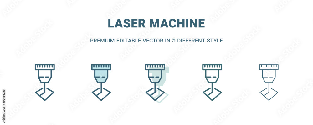 laser machine icon in 5 different style. Outline, filled, two color, thin laser machine icon isolated on white background. Editable vector can be used web and mobile laser machine icon in 5 different style. Outline, filled, two color, thin laser machine icon isolated on white background. Editable vector can be used web and mobile
