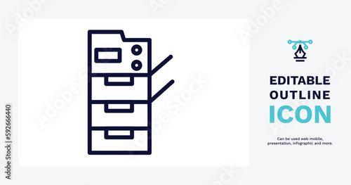 copy machine icon. Thin line copy machine icon from electronic device and stuff collection. Outline vector isolated on white background. Editable copy machine symbol can be used web and mobile