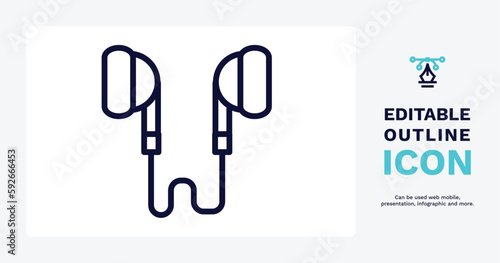 earphones icon. Thin line earphones icon from electronic device and stuff collection. Outline vector isolated on white background. Editable earphones symbol can be used web and mobile