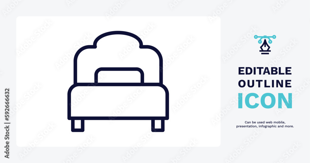 bedroom icon. Thin line bedroom icon from real estate industry collection. Outline vector isolated on white background. Editable bedroom symbol can be used web and mobile bedroom icon. Thin line bedroom icon from real estate industry collection. Outline vector isolated on white background. Editable bedroom symbol can be used web and mobile