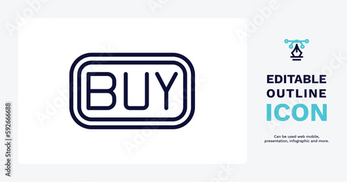 buy icon. Thin line buy icon from real estate industry collection. Outline vector isolated on white background. Editable buy symbol can be used web and mobile