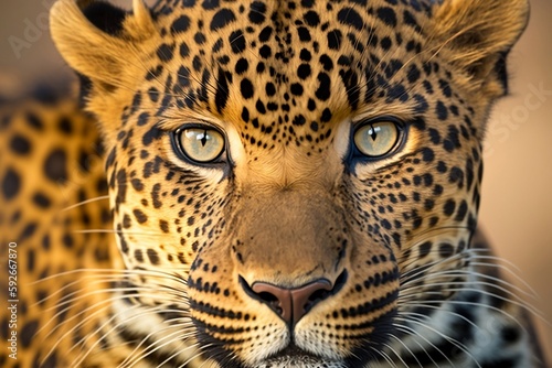 Close-Up Portrait of a Leopard. AI