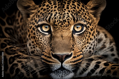 Close-Up Portrait of a Leopard. AI