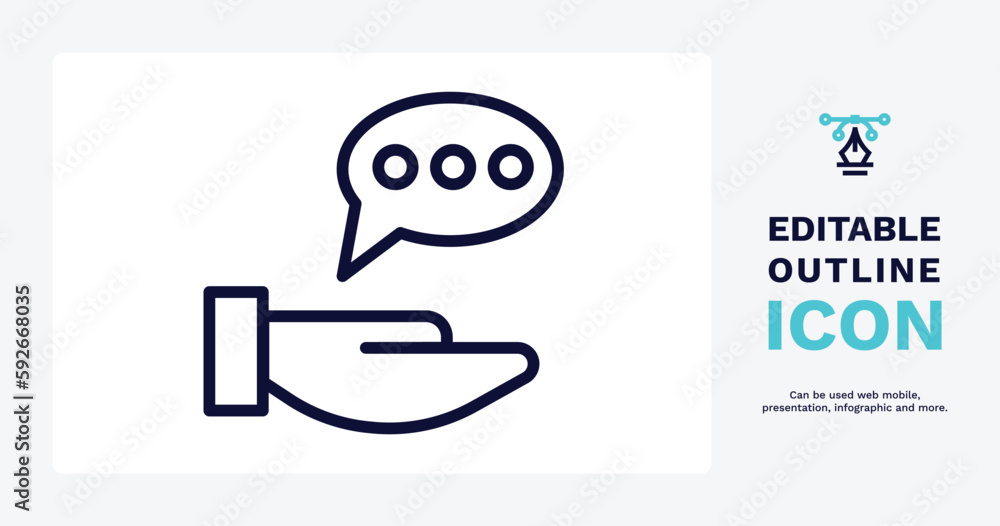 Naklejka premium advise icon. Thin line advise icon from social media marketing collection. Outline vector isolated on white background. Editable advise symbol can be used web and mobile