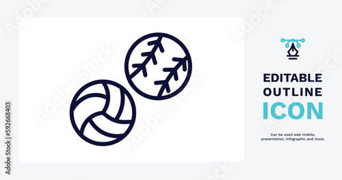 balls icon. Thin line balls icon from sport and games collection. Outline vector isolated on white background. Editable balls symbol can be used web and mobile