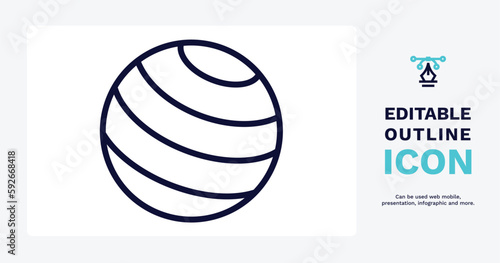 gym ball icon. Thin line gym ball icon from sport and games collection. Outline vector isolated on white background. Editable gym ball symbol can be used web and mobile