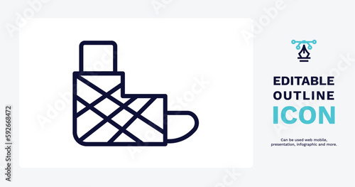sprained ankle icon. Thin line sprained ankle icon from sport and games collection. Outline vector isolated on white background. Editable sprained ankle symbol can be used web and mobile